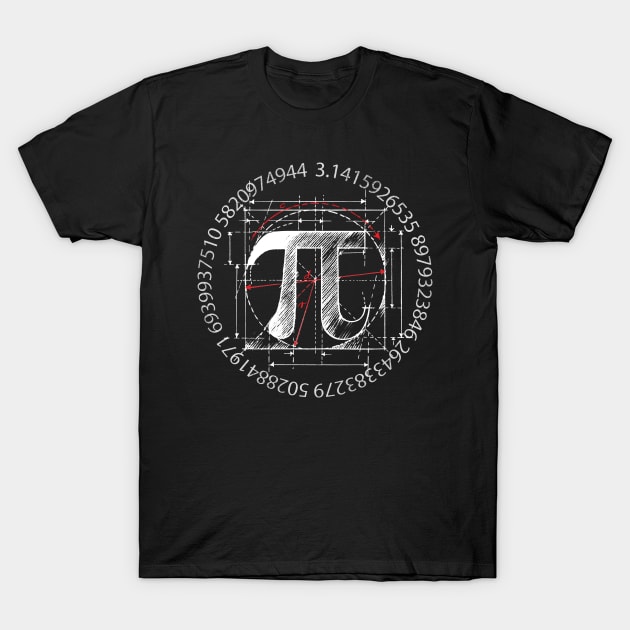 Pi Symbol Line Drawing T-Shirt by cartogram